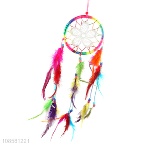 Top quality colorful indoor decoration feather dream catcher