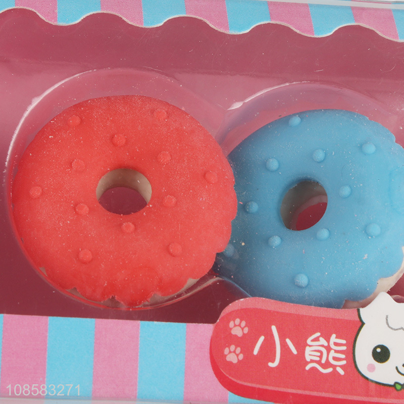 Wholesale cute donut eraser set non-toxic erasers for kids