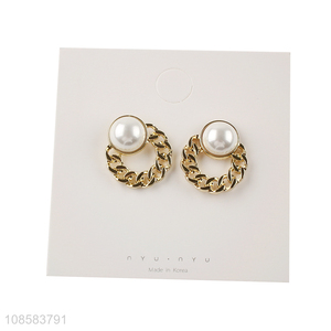 Popular products round ladies pearl earrings ear studs for sale