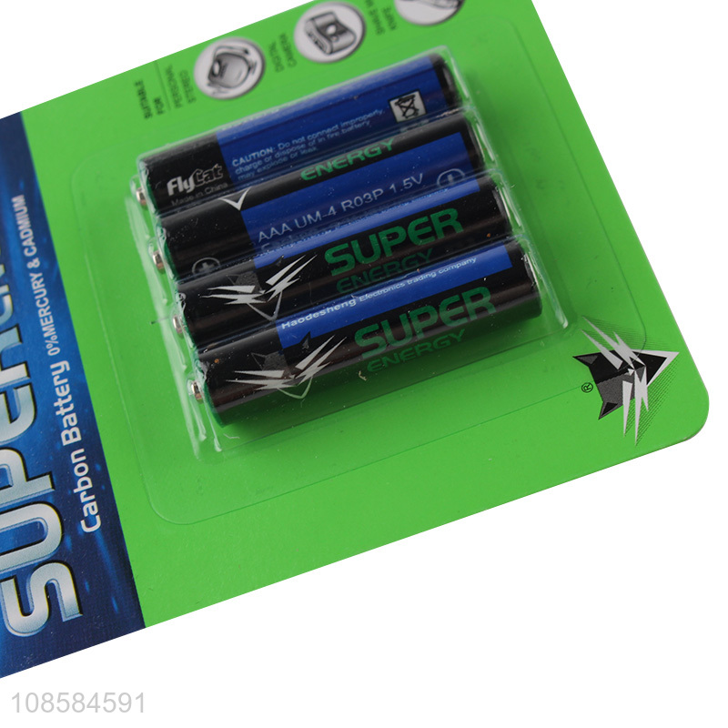 Yiwu market 4 pieces 1.5V AAA carbon-zinc batteries