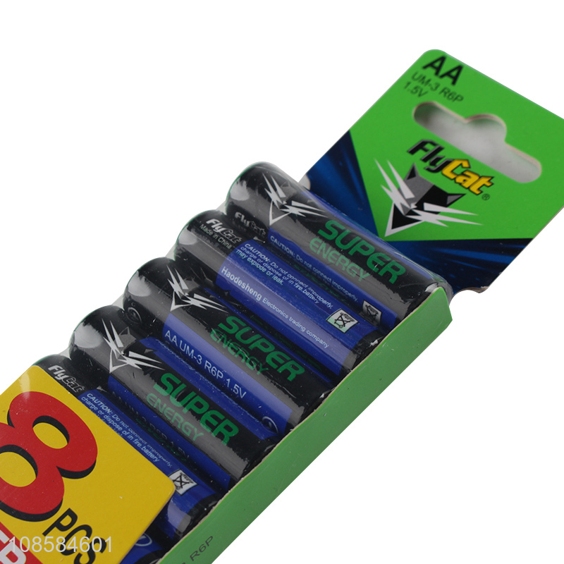 High quality 8 pieces 1.5V AA carbon-zinc batteries