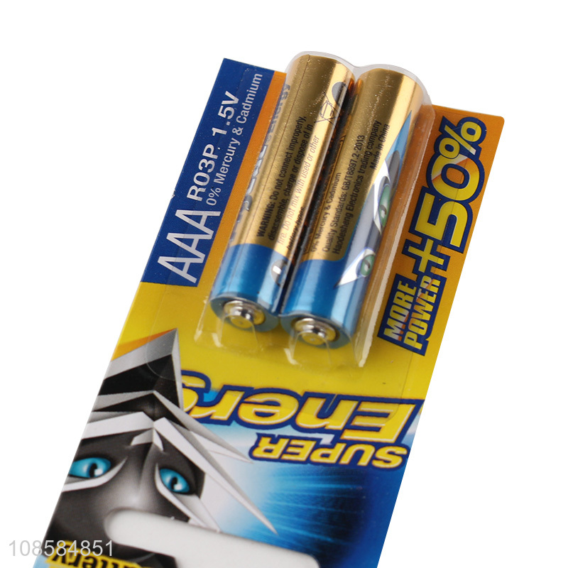 Factory supply 2 pieces 1.5V AAA carbon-zinc batteries