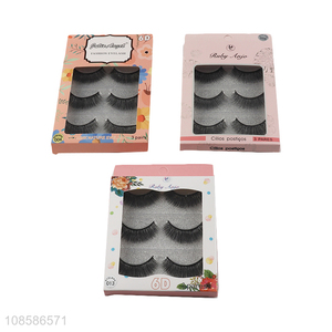 OEM wholesale 3 pairs 6D cruelty-free false eyelash fake eyelash