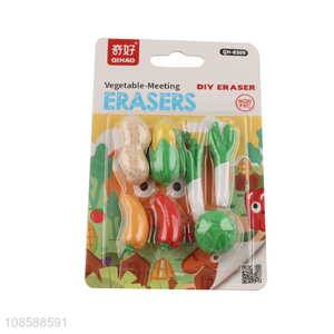 China factory vegetable shape diy eraser set for school students