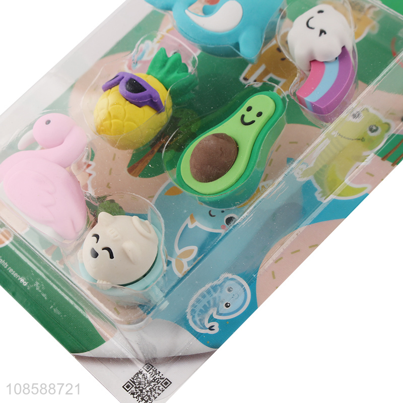 Top quality cartoon children students eraser set for stationery