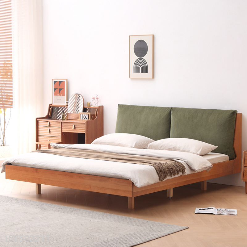 Popular products double bed solid wood corduroy soft bed