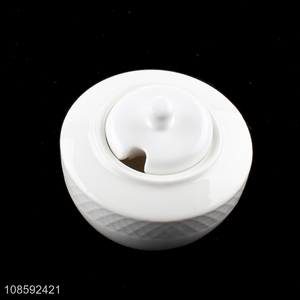 High quality ceramic sugar jar porcelain sugar pot with lid