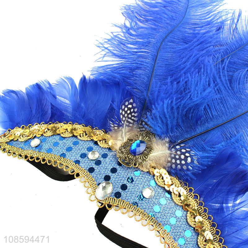 Factory price blue party supplies feather headdress for sale