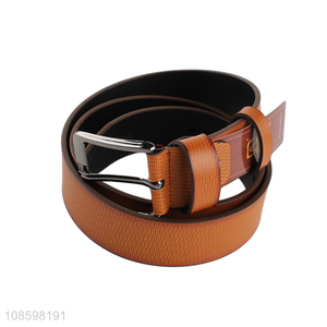 Wholesale 125cm men's pu leather belt with metal pin buckle