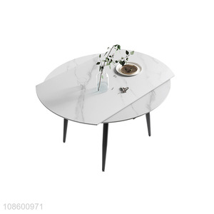 Factory supply rock slab dining table round stretchable dining table