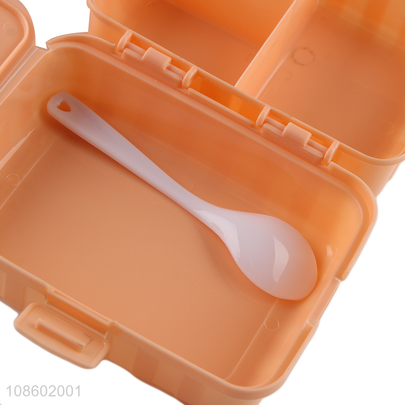 Yiwu market plastic portable school office lunch box with spoon