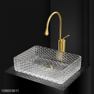 China imports cystal clear glass bathroom vessel sink set