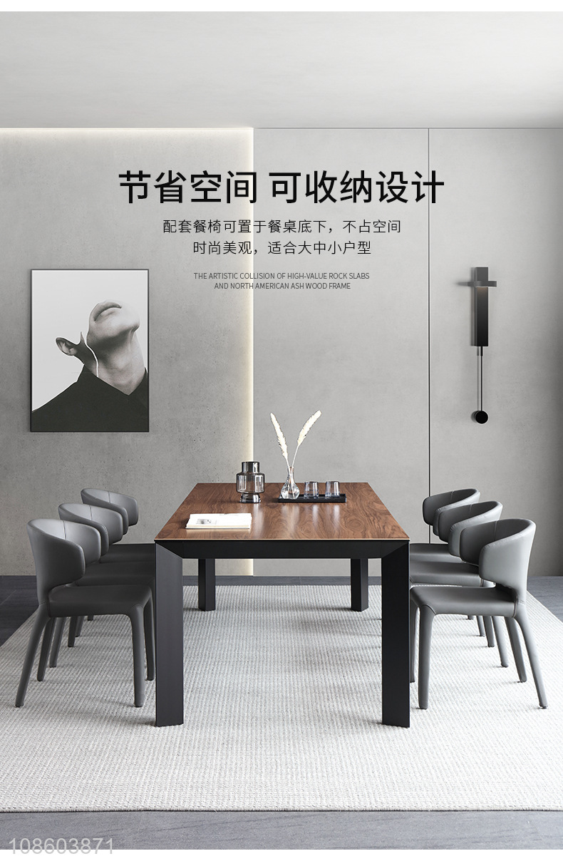 New arrival modern style rock slab rectangle dining table for home