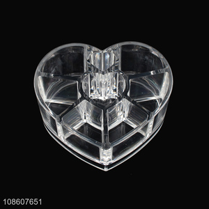 Yiwu market heart shape clear acrylic cosmetic organizer lipstick holder