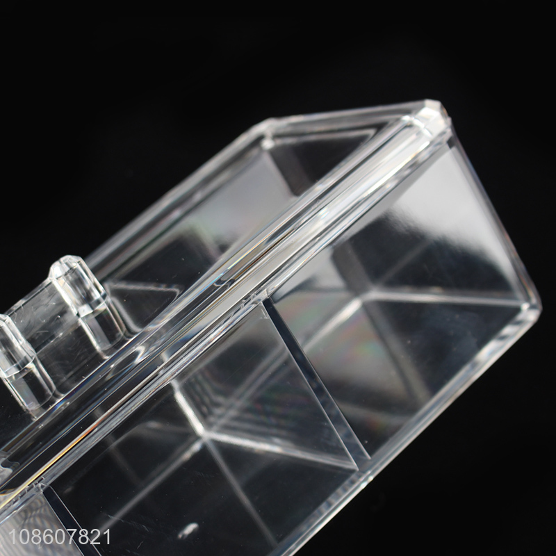 Wholesale clear lidded acrylic cosmetic organizer desktop organizer