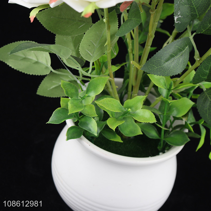 Latest products 6heads cloth artificial rose flower fake bonsai