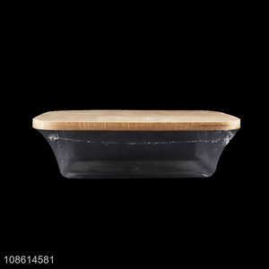 Top products transparent pp storage box with bamboo lid