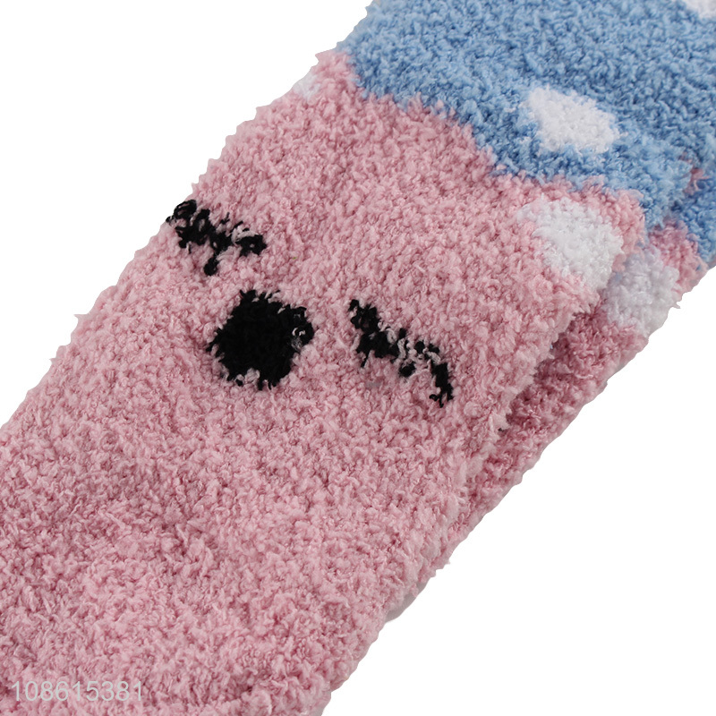 Latest design cute girls fleece half socks winter socks