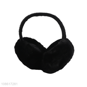 Wholesale stylish winter rhinestone plush earmuff faux fur ear warmer