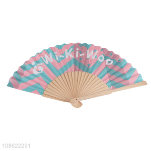 Low price lightweight portable summer wooden folding fan