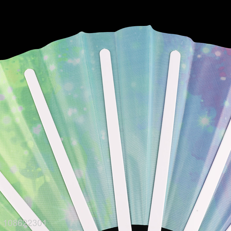 Yiwu market portable summer folding fan rainbow fluorescent fan