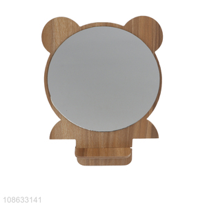 Factory supply cartoon wooden folding desktop <em>makeup</em> <em>mirror</em> for sale