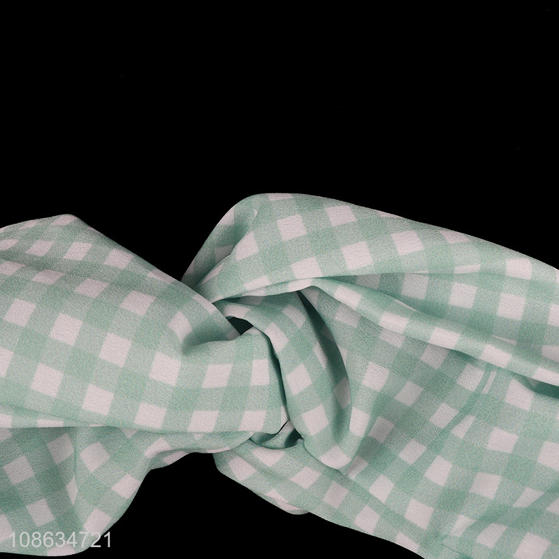 Good quality plaid bowknot headband check print head wraps