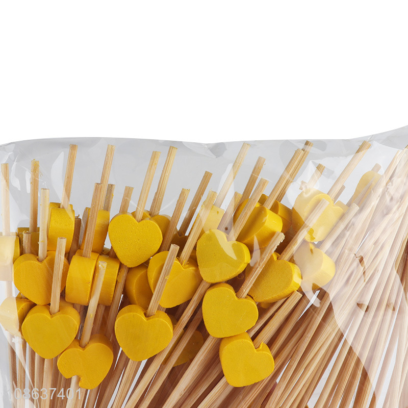 Hot selling 50pcs disposable bamboo fruit picks for desserts