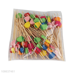 Online wholesale 50pcs handmade sticks natural bamboo fruit picks