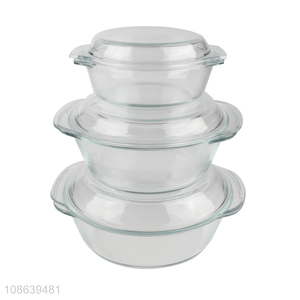 Good selling clear glass heat-resistant bowl with lid