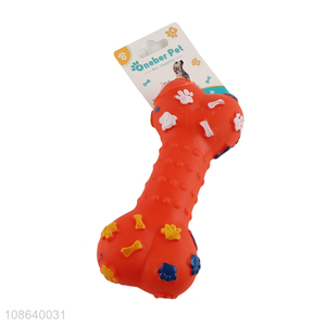 Wholesale bone shaped vinyl <em>dog</em> <em>toys</em> squeaky toy pet teething toy