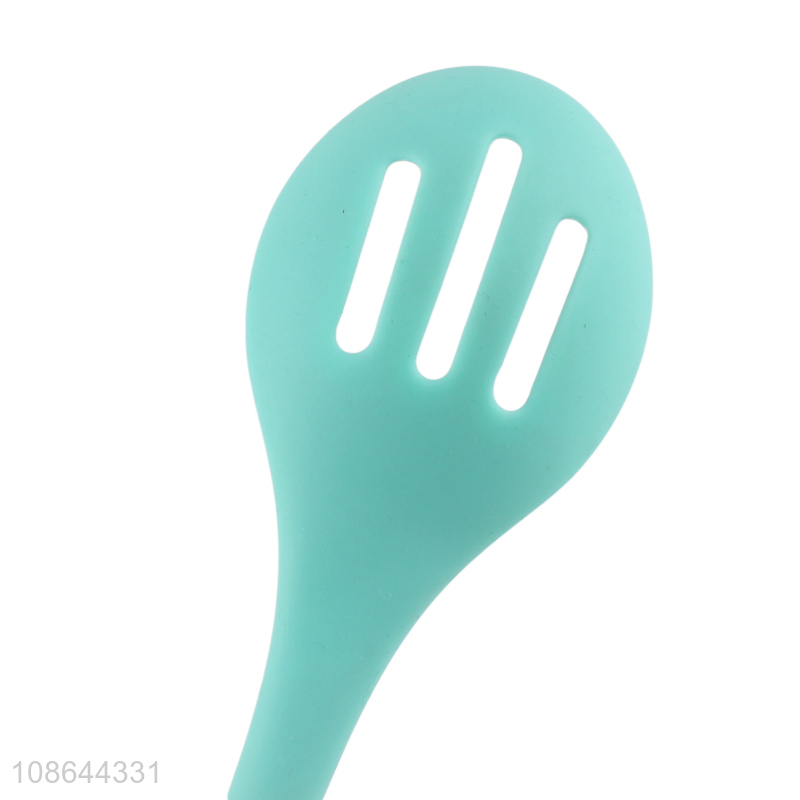 Wholesale wooden handle silicone slotted spoon silicone kitchen utensil