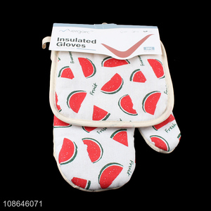 Online wholesale cotton oven mitt and pot holder set oven glove set