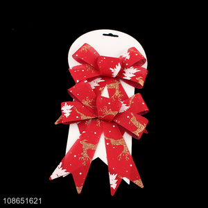 Hot selling red christmas decoration bowknot for xmas tree