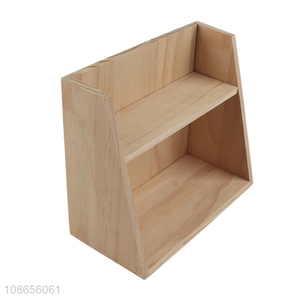 Good quality 2-tier wooden storage rack desktop organizer for office