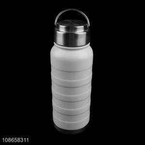 Custom stainless steel vacuum insulated sports water bottle with handle