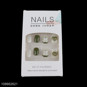 Factory supply 24pcs <em>nail</em> decoration <em>fake</em> <em>nail</em> artificial <em>nail</em> for sale