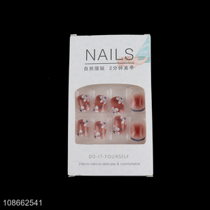 Good quality 24pcs natural women <em>fake</em> <em>nail</em> decoration for <em>nail</em> art