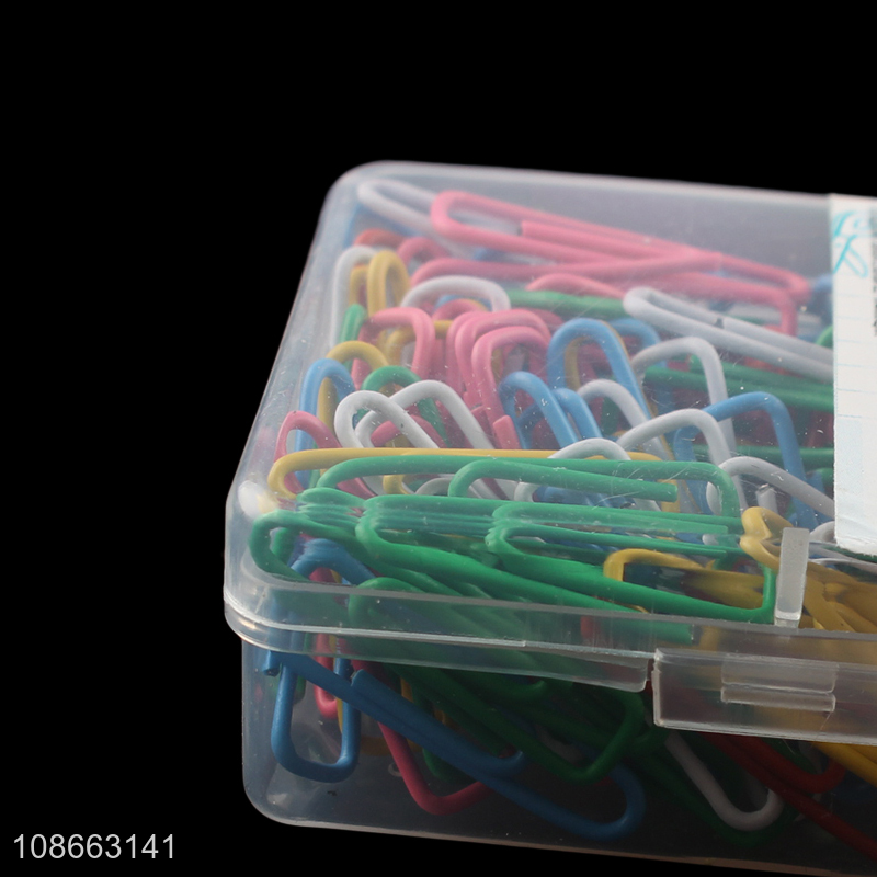 Factory supply 100pcs colorful paper clips mini office paperclips