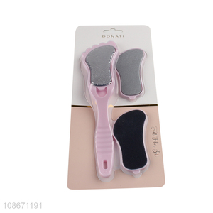 Wholesale 3pcs emery foot file stainless steel callus remover pedicure tools