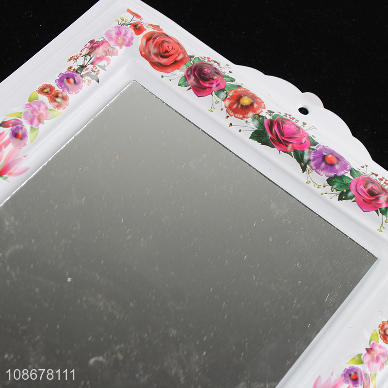 Wholesale floral framed bathroom mirror wall hanging makeup mirror