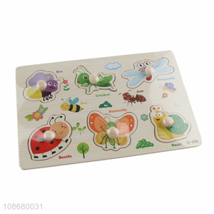 Wholesale wooden preschool learning toy cartoon insect puzzle toy