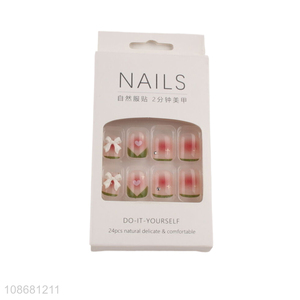 Wholesale 24pcs French style <em>nail</em> tips full cover <em>fake</em> nails