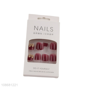 Hot sale 24pcs long lasting ballerina fake nails bridal nail tips