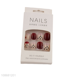 New product 24pcs cute <em>nail</em> tips press on nails <em>fake</em> nails