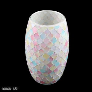 China supplier colored decorative mosaic glass flower vase for home