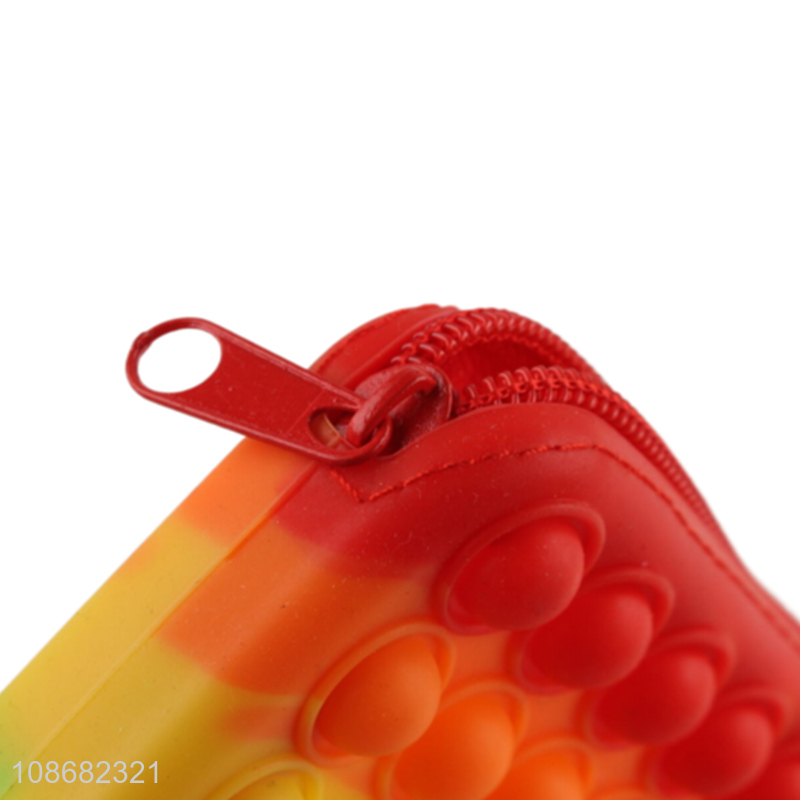 Best selling students stationery zipper pencil bag bubble silicone toy