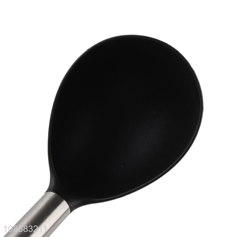 Factory direct sale nylon cooking tool nylon soup ladle with wooden handle