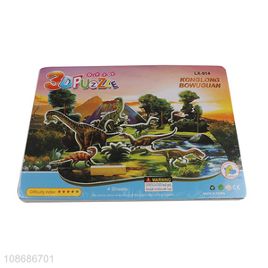 Good quality DIY 3D dinosaur jigsaw puzzle toy for boys girls