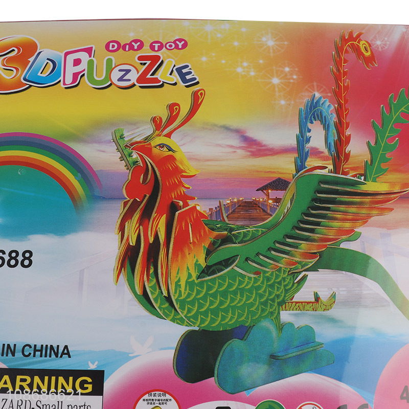 High quality fun DIY 3D phoenix jigsaw puzzle toy for kids